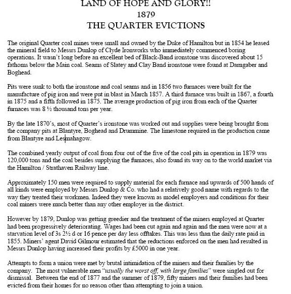 The Village of Quarter evictions. Quarter is just outside Hamilton in Lanarkshire. CLick for a larger image